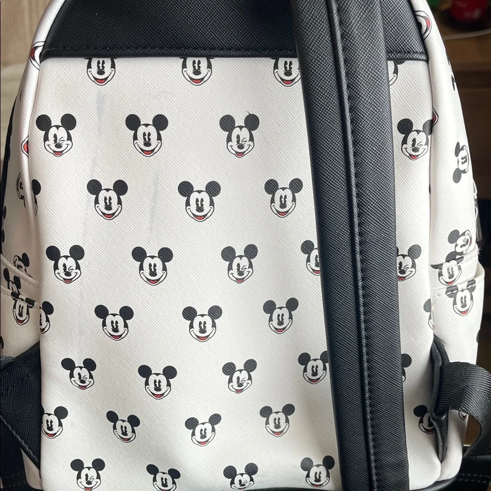 Loungefly White Mickey Mouse Pattern Mini Backpack